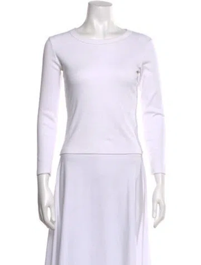 Pre-owned Leset Bateau Neckline Three-quarter Sleeve T-shirt In White