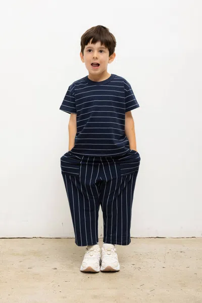 Leset Bebe Margo Stripe Pocket Pant In Blue