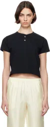 Leset Henley Cotton T-shirt In Black