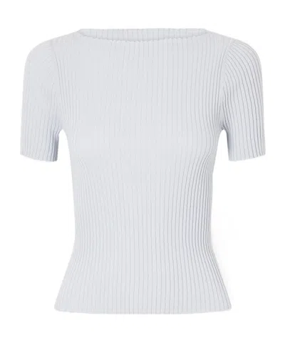 Leset Blake Metallic Ribbed-knit T-shirt In White