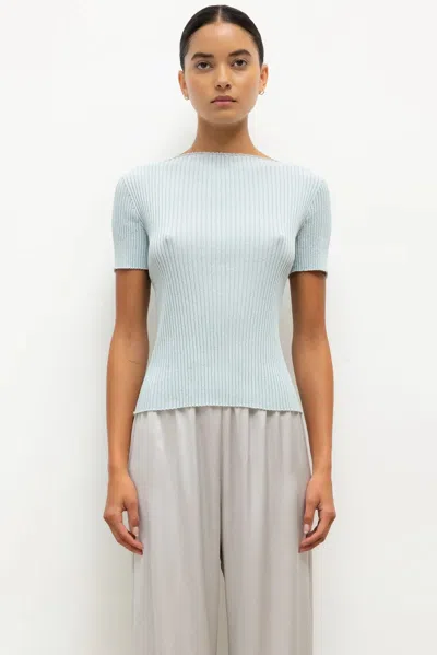 Leset Blake Rib Short Sleeve Tee In Blue