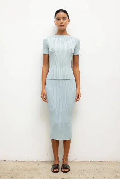 Leset Blake Rib Skirt In Blue