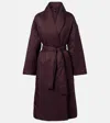 Leset Bo Belted Taffeta Puffer Coat In Burgundy