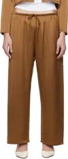 Leset Brown Barb Crop Drawstring Lounge Pants In Henna
