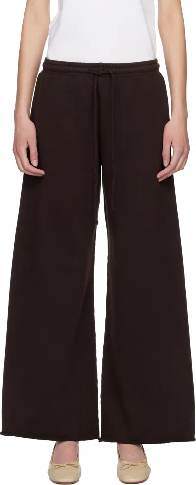 Leset Brown Jamie Wide Leg Lounge Pants In Black