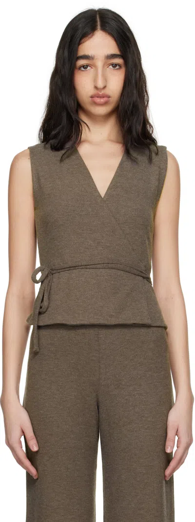 Leset Brown Lauren Sleeveless Wrap Vest