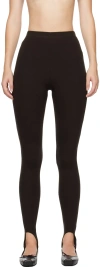 Leset Rio Stretch-ponte Stirrup Leggings In Chocolate