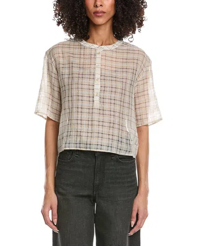 Leset Carmen Silk-blend Henley Shirt In Neutral