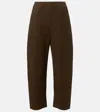 Leset Chloe High-rise Cotton Canvas Barrel-leg Pants In Brown