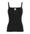 Leset Pointelle Knit Tank Top And Shorts Set In Black