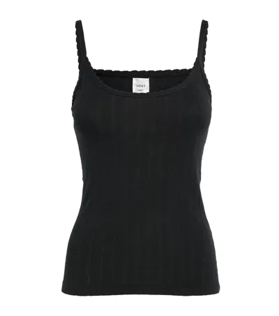 Leset Classic Pointelle Tank Top In Black