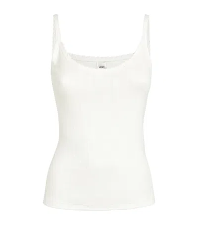 Leset Pointelle-knit Cotton Tank Top In White