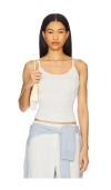 Leset Pointelle-knit Cotton Tank Top In Cloud Melange