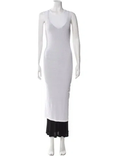 Pre-owned Leset Colorblock Pattern Long Dress In Grey