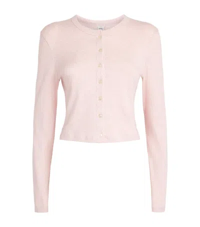 Leset Cotton Cropped Nando Cardigan In Pink