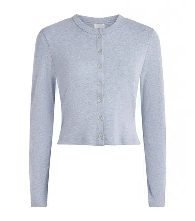 Leset Cotton Nando Cropped Cardigan In Blue