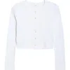 Leset Nando Button-up Crewneck Cardigan In White