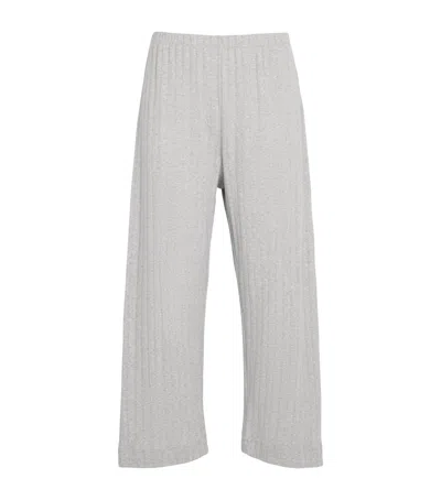 Leset Cotton Pointelle Cropped Trousers In Grey