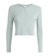 Leset Cotton Pointelle Lounge Cardigan In Green