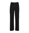 Leset Boxer Pointelle-knit Cotton Wide-leg Pants In Black