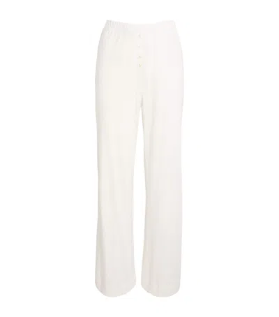 Leset Cotton Pointelle Lounge Trousers In White