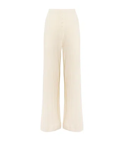 Leset Cotton Pointelle Lounge Trousers In Yellow