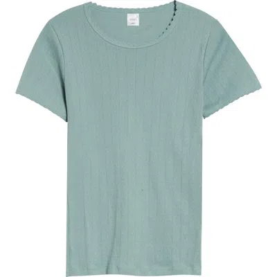 Leset Cotton Pointelle Slim Fit T-shirt In Green