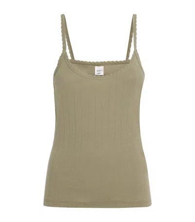 Leset Cotton Pointelle Tank Top In Green