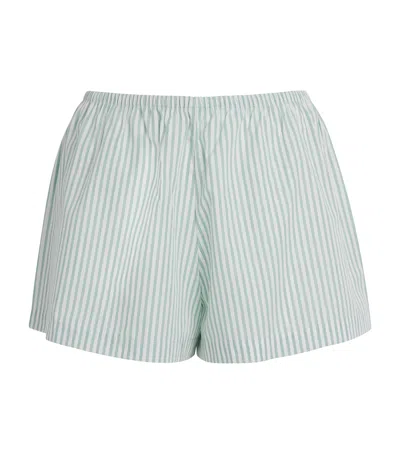 Leset Cotton-blend Stripe Yoshi Shorts In Metallic