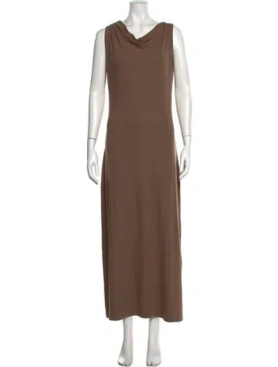 Pre-owned Leset Cowl Neck Long Dress In Brown