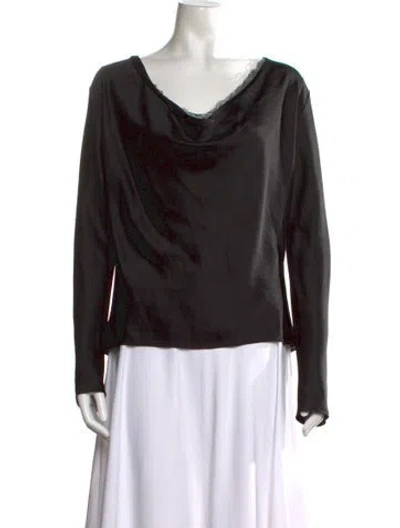Pre-owned Leset Cowl Neck Long Sleeve Top In Black