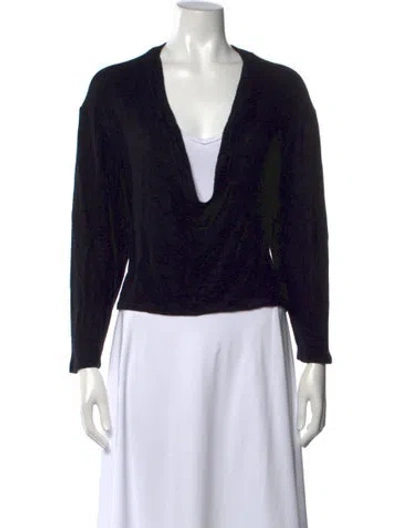 Pre-owned Leset Cowl Neck Long Sleeve Top In Black