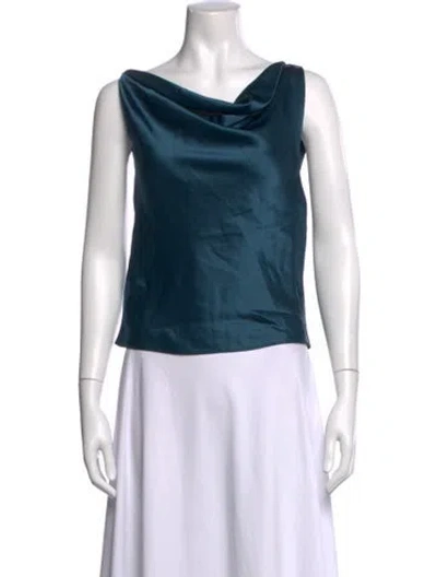 Pre-owned Leset Cowl Neck Sleeveless Top W/ Tags In Blue