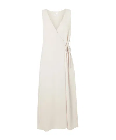 Leset Ari Crepe Wrap Midi Dress In Black