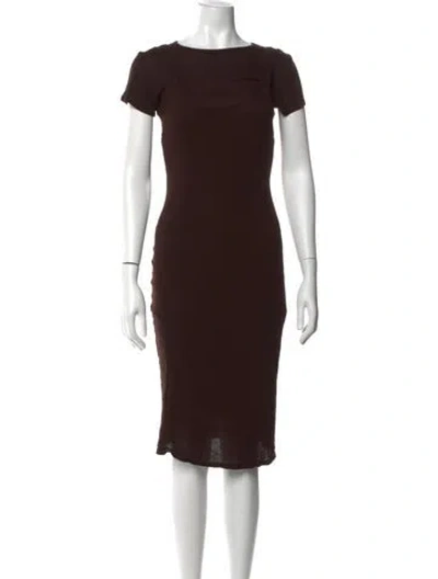 Pre-owned Leset Crew Neck Knee-length Dress In Brown