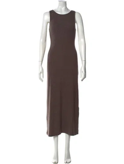 Pre-owned Leset Crew Neck Long Dress In Brown