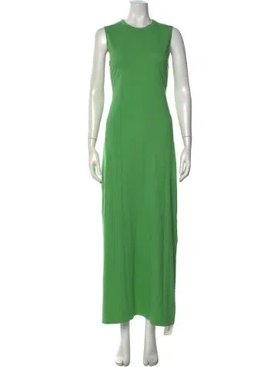 Pre-owned Leset Crew Neck Long Dress In Green
