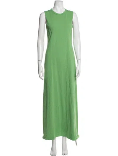 Pre-owned Leset Crew Neck Long Dress In Green