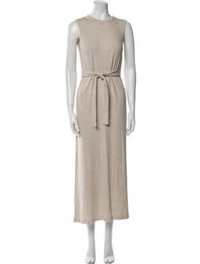 Pre-owned Leset Crew Neck Long Dress In Neutral