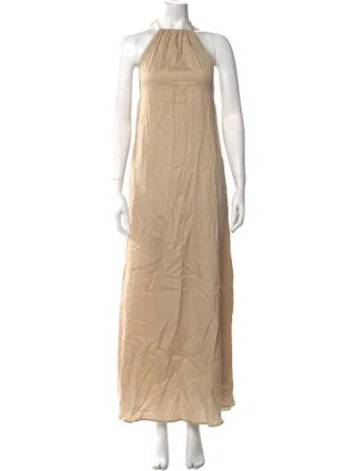 Pre-owned Leset Crew Neck Long Dress In Neutrals