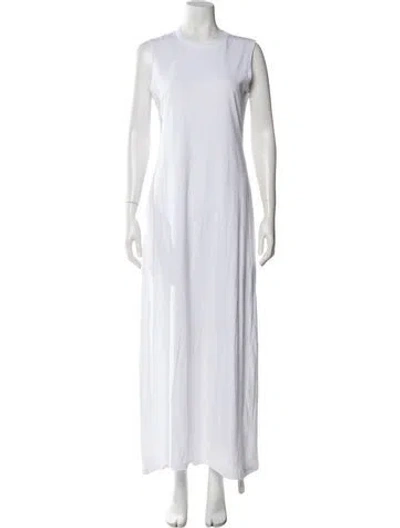 Pre-owned Leset Crew Neck Long Dress In White