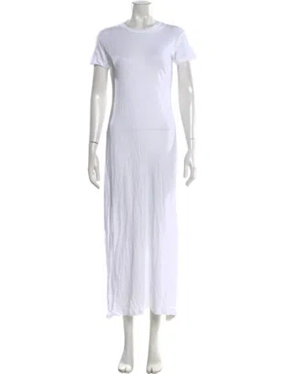 Pre-owned Leset Crew Neck Long Dress In White