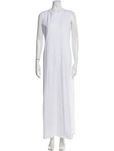 Pre-owned Leset Crew Neck Long Dress In White