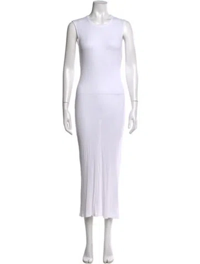 Pre-owned Leset Crew Neck Long Dress In White