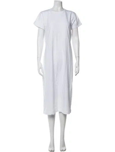 Pre-owned Leset Crew Neck Long Dress In White