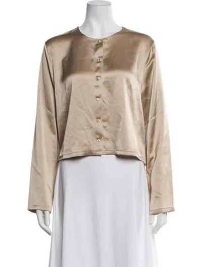 Pre-owned Leset Crew Neck Long Sleeve Blouse W/ Tags In Neutral