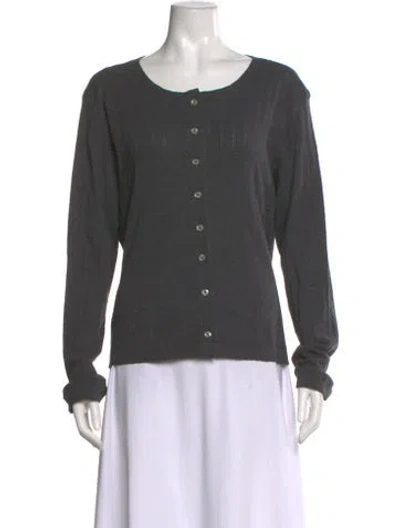 Pre-owned Leset Crew Neck Long Sleeve Button-up Top In Gray