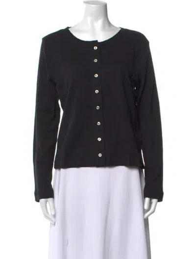Pre-owned Leset Crew Neck Long Sleeve Button-up Top W/ Tags In Black