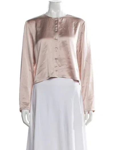 Pre-owned Leset Crew Neck Long Sleeve Button-up Top W/ Tags In Pink