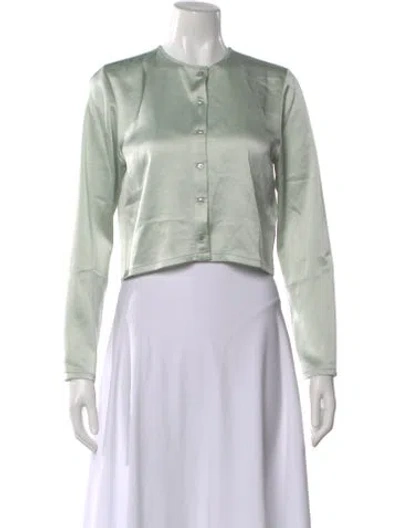 Pre-owned Leset Crew Neck Long Sleeve Button-up Top W/ Tags In White